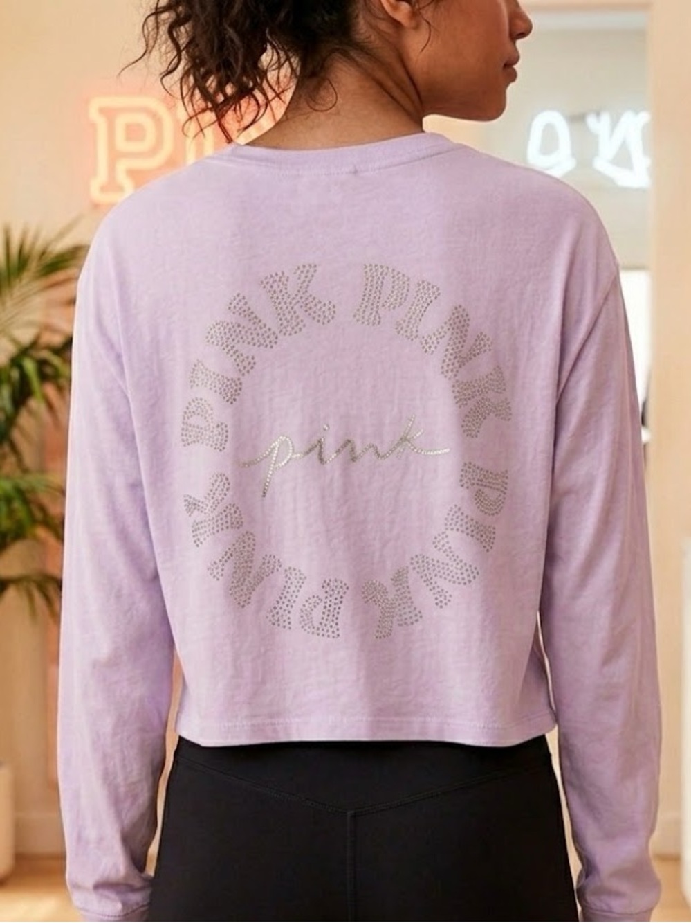 Pink by Victoria’s Secret Rhinestone Long Sleeve Shirt in Lavender - XS
